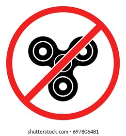 Red round Sign. Banned or Not Allowed to Use a Fidget Spinner concept svg