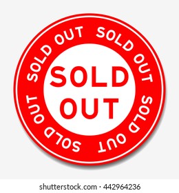 Red round sold out sticker on white background