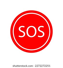 red round sos sign. Emergency symbol. Vector illustration.