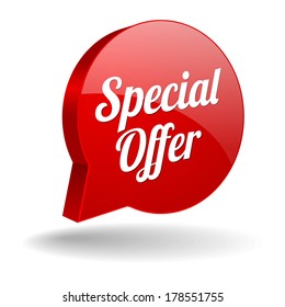 Red round special offer speech bubble