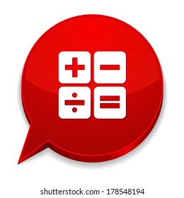 Red round speech bubble with calculator icon