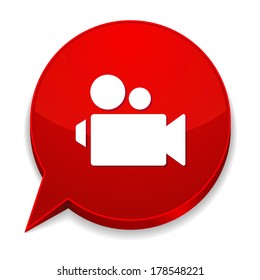 Red round speech bubble with video icon