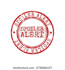  Red round spoiler alert rubber stamp, vector illustration