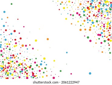 Red Round Square Illustration. Circle Festival Texture. Blue Polka Confetti. Multicolored Circular Dot Background.