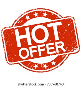 red round stamp with scratches and text hot offer