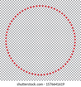 red round stars frame on transparent background