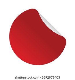red round sticker with folded element