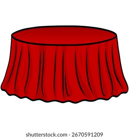 Mesa redonda roja y Vector de ilustración de tela