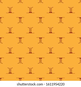 Red Round table icon isolated seamless pattern on brown background.  Vector Illustration