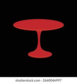 Mesa redonda roja con un diseño elegante del pedestal en un fondo negro