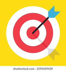 Red round target with a dart in a center.