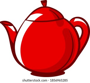 Red and round teapot, illustration, vector on white background