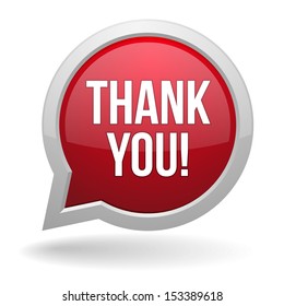 Red round thank you speech bubble