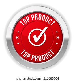 Red round top product button with chrome border