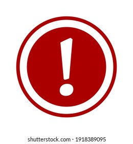 Red Round Warning or Attention or Caution Sign with Exclamation Mark Icon in a Circle. Vector Image.