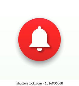 
Red round web button bell with shadow. Template bell web symbol app, ui. Vector illustration. EPS 10