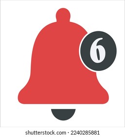 Rote runde Web-Button-Glocke mit der Anzahl der eingehenden Benachrichtigungen. Template Gell Web-Symbol App, ui. Vektorgrafik