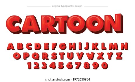 Red Rounded 3D Cartoon Artistic Font Typography