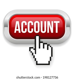 Red rounded account button with chrome border on white background