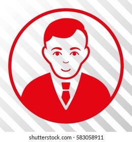Red Rounded Gentleman interface toolbar icon. Vector pictogram style is a flat symbol on diagonal hatch transparent background.