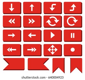 Red Rounded Rectangle Arrow Button