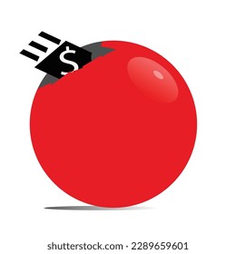 Red rounded shape with dollar sign vector, in side hollow spherical and dollar sign. vector illustration.