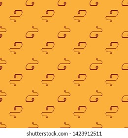 Red Route location icon isolated seamless pattern on brown background. Map pointer sign. Concept of path or road. GPS navigator.  Vector Illustration