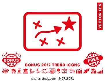 Red Route Plan pictograph with bonus 2017 trend images. Vector illustration style is flat iconic symbols, white background.