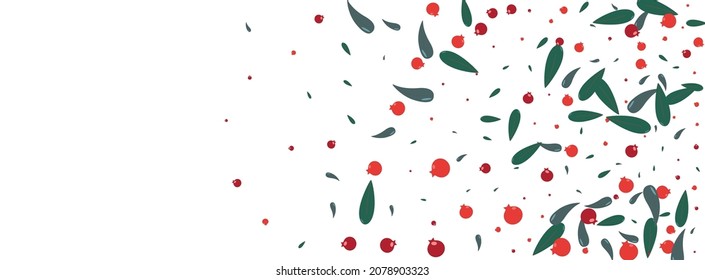 Red Rowan Background White Vector. Leaf Elm Design. Pink Foliage Backdrop. Silhouette Set. Berries Object.