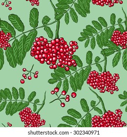 Red Rowan. Vector bright seamless pattern