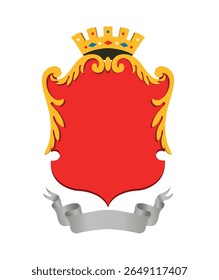 Red royal coat of arms on a white background. Vector illustration