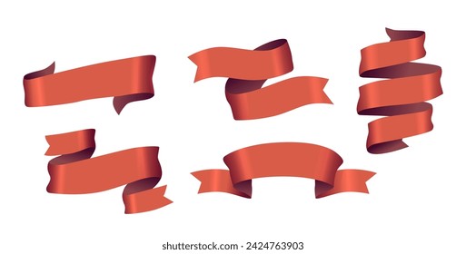 Red Royal Ribbons 3d Vector Set. Pennants, Tapes or Banners Unfurl With Regal Elegance, Cascading In Luxurious Waves