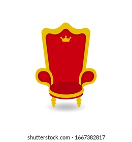 red royal throne icon. golden royal armchair icon isolated on white background. flat illustration eps10