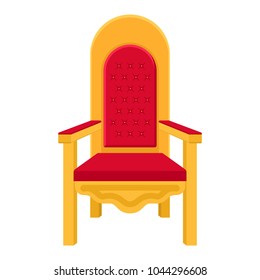 Red royal throne. King throne or armchair icon in flat style isolated on white background. Vector illustration