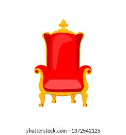 Red royal throne vector illustration. Armchair, old-fashioned seat, luxury.  