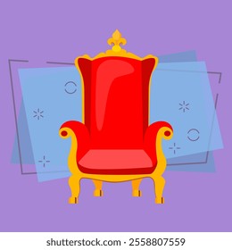 Red royal throne vector illustration. Armchair, old-fashioned seat, luxury. Monarchy attributes concept. Vector illustration can be used for topics like furniture, history, interior