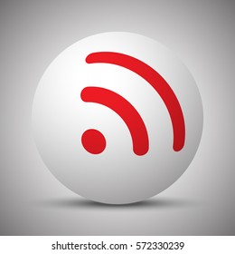Red Rss icon on white sphere