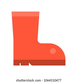 Red rubber Boot, flat icon vector