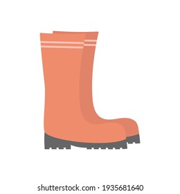 red rubber boots isolated on white background, for cleaning and gardening, vector illustration in cartoon style, flat design