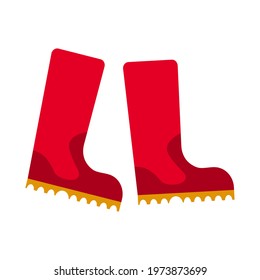 Red rubber boots for work in the garden, vegetable garden. Rain protection