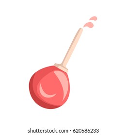 Red Rubber Enema, Part Of Doctor Of Medicine Equipment Set Isolated Object