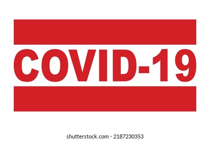 A red rubber inkk stamped mark stating Covid 19  over a white background