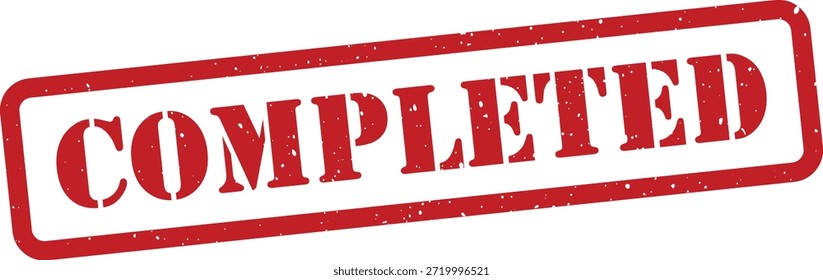 Red rubber stamp with completed text isolated on white background