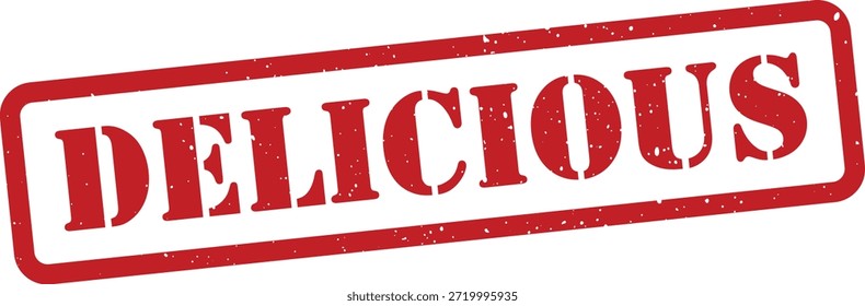 Sello de goma rojo con texto delicioso
