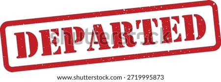 Red rubber stamp with departed text