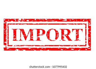 red rubber stamp effect, import, at transparent effect background
