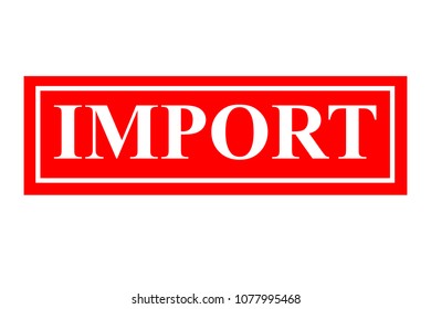 red rubber stamp effect, import, at white background
