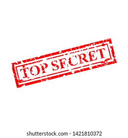 Red Rubber Stamp Effect, Top Secret, Checked isolated on white
