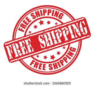 Red rubber stamp with Free Shipping concept