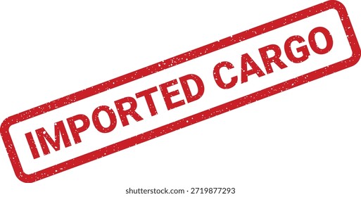 A red rubber stamp graphic designating items as imported cargo, useful for shipping, logistics, and inventory management purposes.